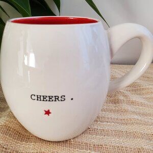 Magenta Cheers Barrel White Red Coffee Cup Mug